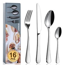 Cutlery Set BEWOS 16 Piece Stainless Steel Flatware Set Tableware Silverware Set