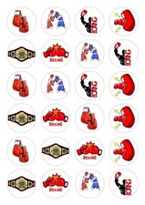 24 Boxing Gloves Boxer Cupcake Fairy Cake Toppers Edible Wafer Paper Decorations