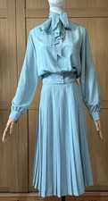 Mint Green/Turquoise 3Piece Suit Vintage Windsmoor Jacket Skirt & Blouse, UK 6/8