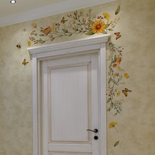 Pvc flower wall stickers - flower, home