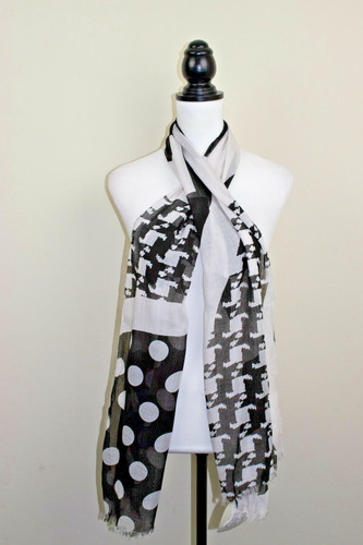 Black white geometric scarf - white,