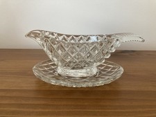 Vintage Small Glass Sauce Boat And Drip Tray