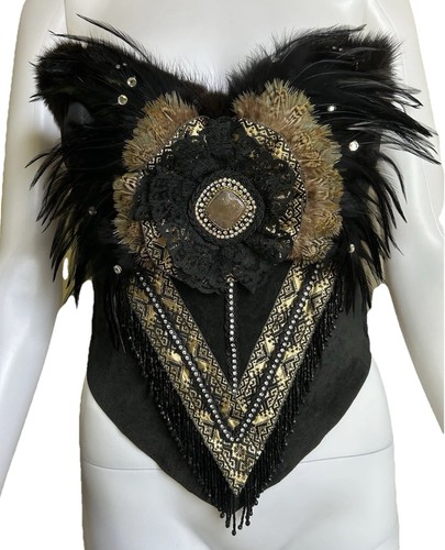 Handmade leather fur feather - leather,