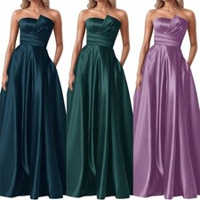 Long Satin Sleeveless Ball