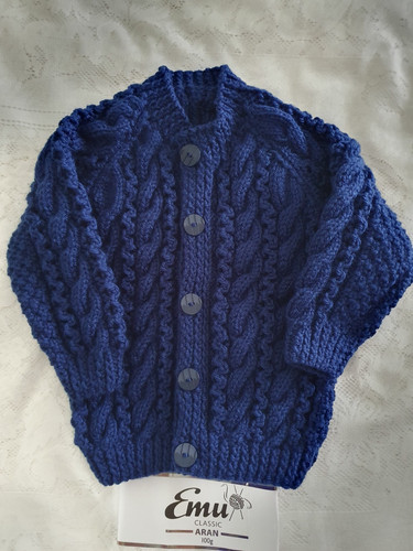 Hand knitted boys aran - hand,