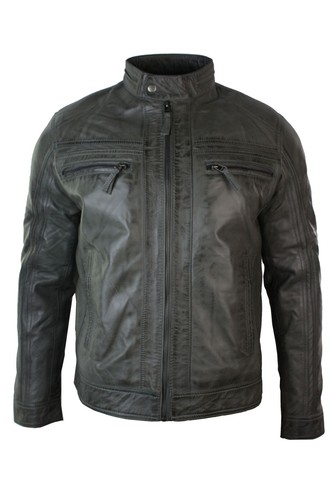 Mens retro style zipped biker - zipped,