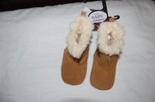 M&S My First Booties Chestnut Suede Pram Boots Faux Fur Lining  3-6 Months BNWT