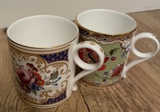 2 Wedgwood Coffee Mugs Butterfly and Posy & Chinese Flowers Fine Bone China 