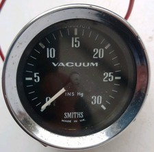 NOS - Vintage Smiths 2" Vacuum Gauge & Bracket - 1960s