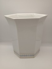 Vintage Park Rose - Bridlington England - Hexagon Vase - Rare White An Blue