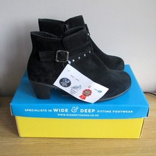 LADIES BLACK SUEDE ANKLE BOOTS