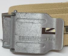 Lambretta Canvas Belt/Silver Coloured Buckle 49" Embossed Branded Beige Printed