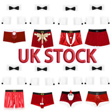 UK Men Christmas Lingerie Set Santa Costume Boxershort with Collar Cuffs Outfit