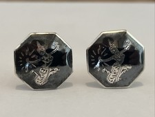 Vintage Mid Century Silver Cufflinks - Niello, Siam, Hallmarked