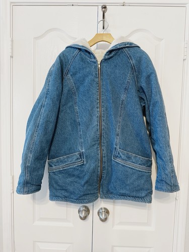 Denim hoodie sherpa lined - hoodie,