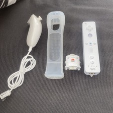 Nintendo Official Wii Remote Controller White With Motion Plus Adapter and Grip
