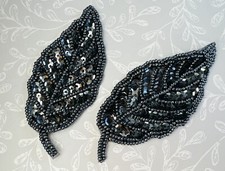 2 Beaded Sequin Leaf Patches