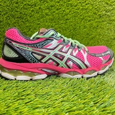 Asics Gel-Nimbus 16 Womens Size 8 Pink Green Athletic Running Shoes Sneakers
