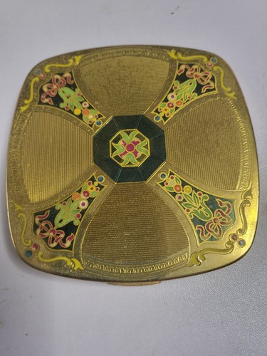 Vintage gold tone powder - gold-tone,