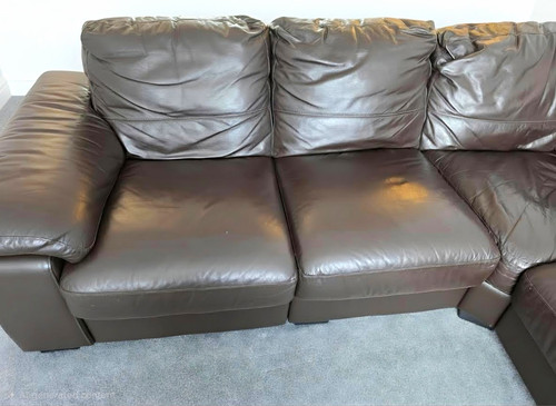 Brown leather corner sofa - brown,