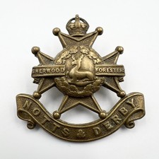 Genuine WW1 Notts & Derby Regiment Territorial Force Cap Badge Gaunt Tablet