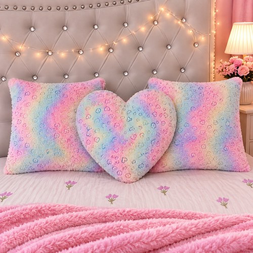 3pc rainbow fluffy cushion - 3pc, set