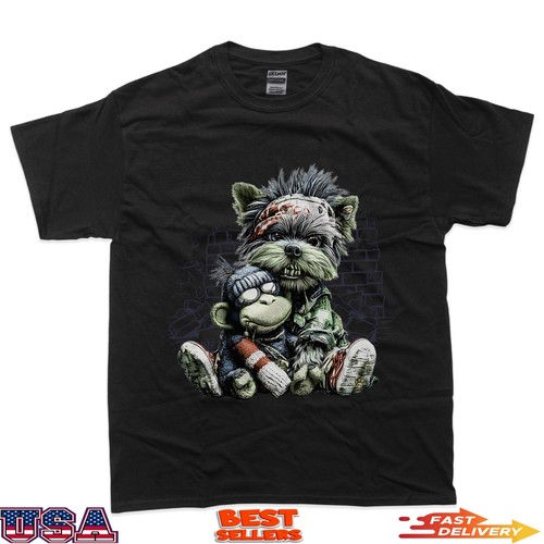 Yorkie zombie with sock - with, monkey
