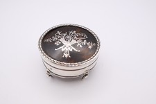 Antique Silver & Faux Tortoiseshell Trinket Jewellery Box Birmingham 1908