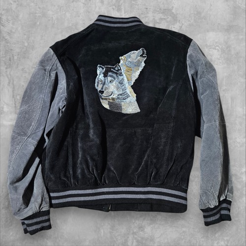 Vtg 90s wolf - wolf, bomber