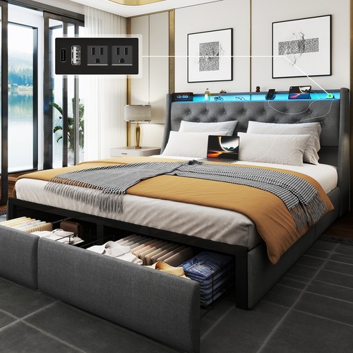 Queen full size bed frame - bed,