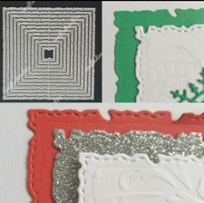 Metal Cutting Dies - SQUARE - Torn Edge - Tattered Frame - Nesting set of 12