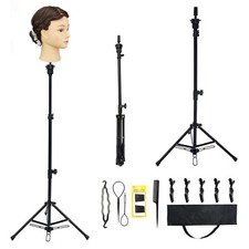 22''-28'' Real Hair Training Head Hairdressing Mannequin Doll&Tripod Holder