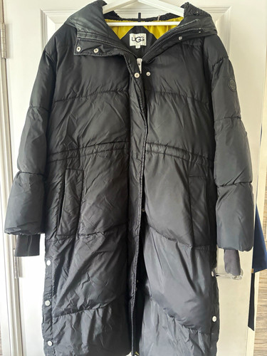 Ugg womens long black hooded - black,