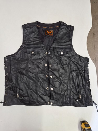Vintage leather waistcoat - , 48"