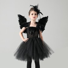 Cosplay Black Swan Evil Queen Kids Dress Girls Princess Skirts Halloween Suits