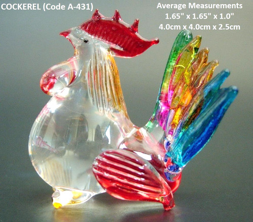 Coloured glass cockerel - glass,