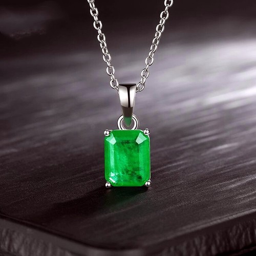 Green rectangle pendant - rectangle, 925