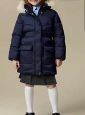 Navy Faux Fur Hooded Longline