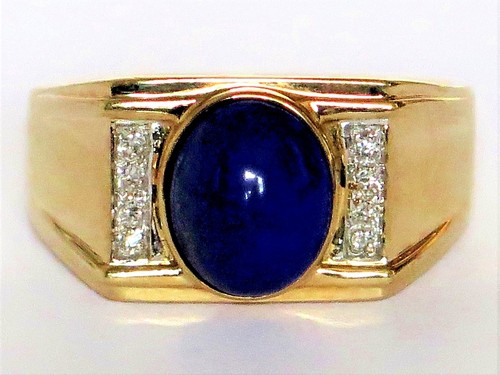 Gold ring diamond and lapis - diamond,