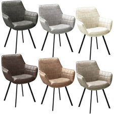 Tuscany Faux Leather Tub Dining Chairs Grid Stitching w/ Metal Legs Living Room