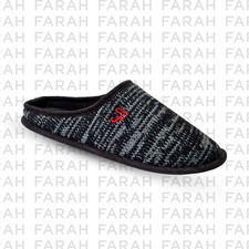 Mens Farah Slippers Mule Knitted Winter Warm Padded Xmas Slip On Flat Gift Boys