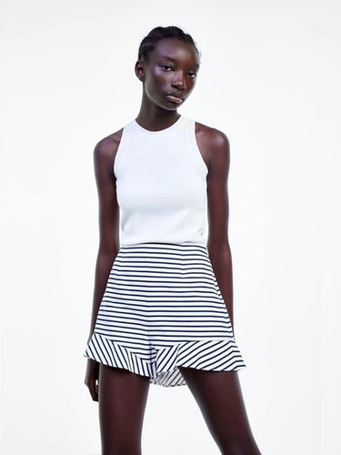 Zara navy blue - white, striped