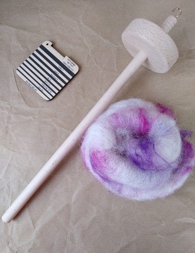 Drop spindle kit with wool - with,