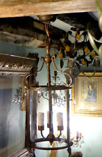 A SUPERB VINTAGE FRENCH CYLINDRICAL BRASS FRAMED PORCH ~HALL LANTERN