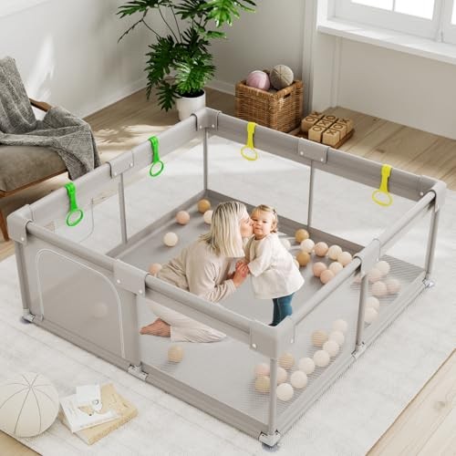 Gray baby playpen - -,