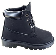 KIDS BOYS GIRLS CHILDRENS INFANTS FLAT ANKLE LACE UP HIKING RIDING COMBAT BOOTS