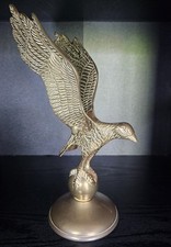 Vintage Mid Century  Solid Brass Soaring Eagle Bird On Pedastal Stand