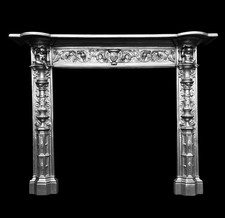 LARGE RESTORED VICTORIAN STYLE CAST IRON FIREPLACE FIRE WOODBURNER SURROUND