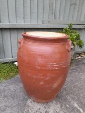 Antique  Vintage,  rustic  Bread Crock with board lid / flour Bin.