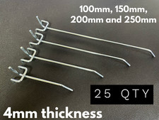 25 x Single Pegboard Hooks Board Display Shop Peg Hanging Hook Tool 25mm / 1''